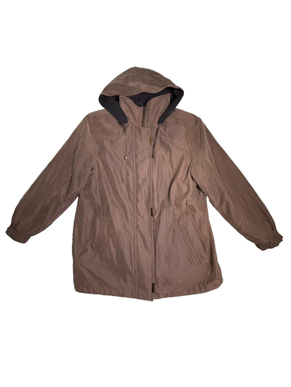 Vintage F.S. Limited Microfiber Jacket Womens L Brown Hooded Lined Utility Coat